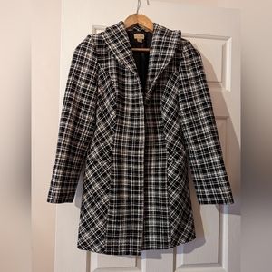 Caslon Blazer white and black plaid mixed print